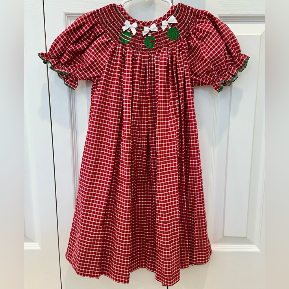 Smocked Plaid Christmas Holiday Dress